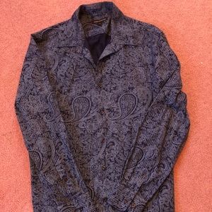 Men’s Express Paisley Navy Blue Dress Shirt Size M